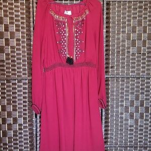 Altuzarra X Target Burgundy Long Sleeve Dress with Embroidery